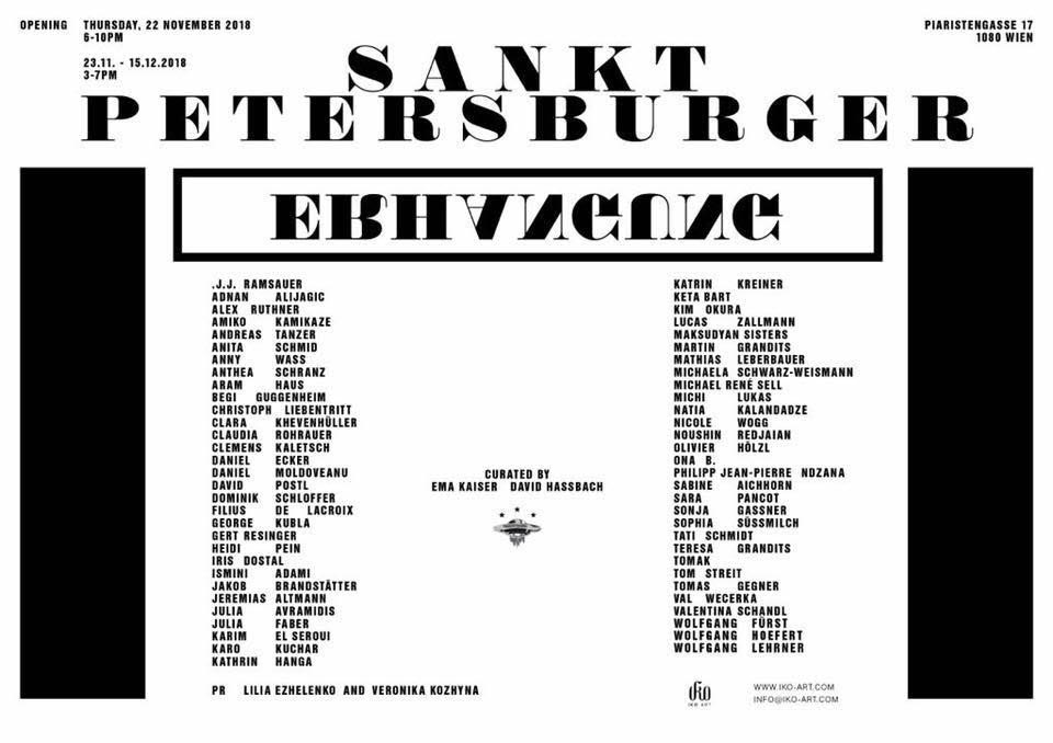 Opening: Thursday, 22 November 2018 / 6-10 PM
23.11. - 15.12.2018 / 3-7 PM
IKO-ART Gallery / Piaristengasse 17, 1080 / Vienna