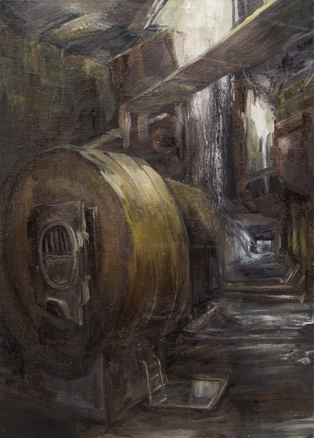 Rain at the Boiler Room; 50 x 70 cm; oil on canvas; 2020
